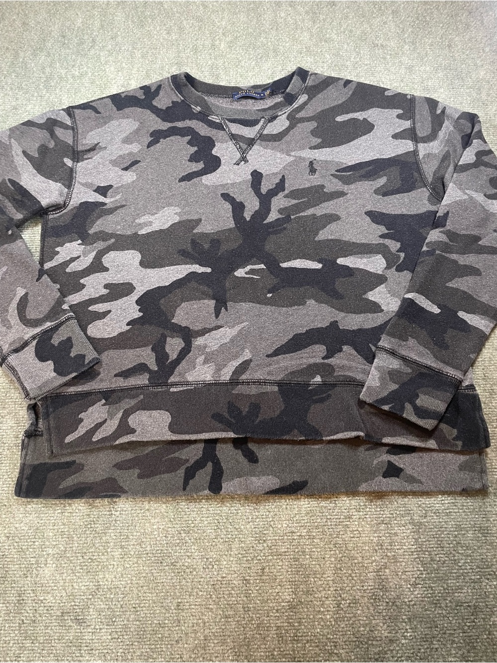 Ralph Lauren Gray & Black Camo Crewneck Sweater